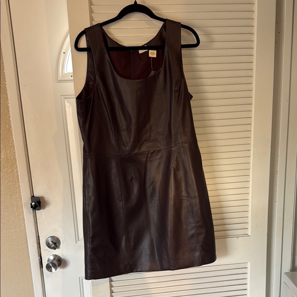 Elegant Deep Purple Faux Leather Dress